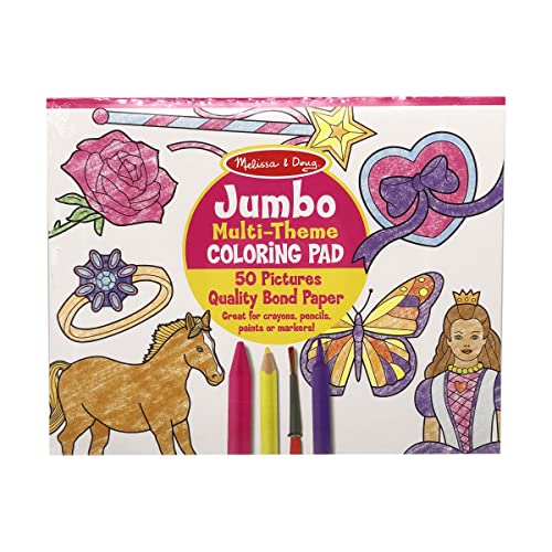 Melissa and Doug Jumbo 50-Page Kids' Coloring Pad - Horses, Hearts, Flowers, and More