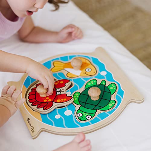 Melissa and Doug Animals Jumbo Knob Wooden Puzzles Set - Fish and Pets - Chunky Wooden Puzzles for Toddlers, Animal Puzzles For Kids Ages 1+
