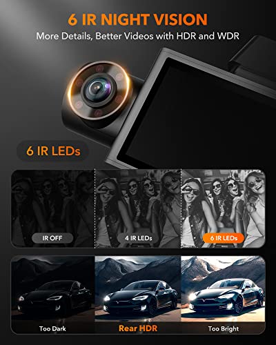 WOLFBOX i07 Dash Cam, 3 Channel Dash Cam with WiFi GPS, 4K+1080P Dash Camera Front and Inside, 2.5K 1600P+1080P+1080P Dashcam Front Rear and Cabin, 3' LCD Super IR Night Vision, Smart Parking Monitor