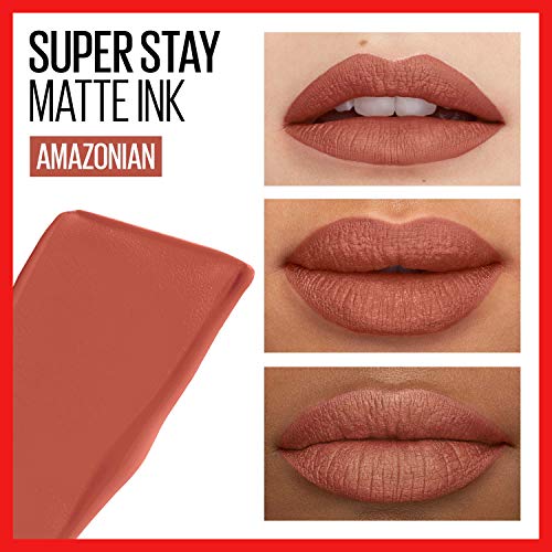 Maybelline Super Stay Matte Ink Liquid Lipstick Makeup, Long Lasting High Impact Color, Up to 16H Wear, Amazonian, Nude Brown, 1 Count