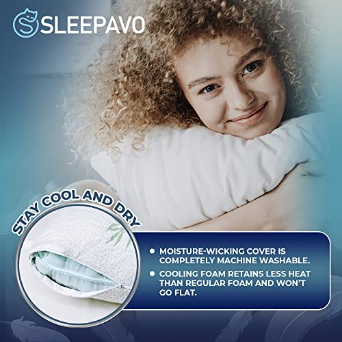 Memory Foam Pillows Queen Size Set of 2 - Cooling Bed Pillows for Sleeping - Back, Stomach and Side Sleeper Firm Pillow - Comfy Cool Shredded Memory Foam 2 Pack Queen Rayon Derived from Bamboo Pillows