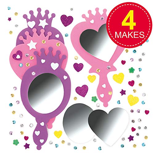 Baker Ross-ET595 Ltd Princess Foam Mirror Kits Self Adhesive Mirror and Foam Decorations, Children's Craft Activity (Pack of 4)