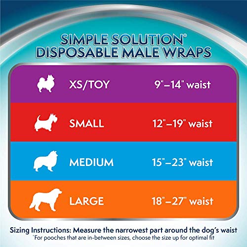 Simple Solution Disposable Dog Diapers for Male Dogs | Male Wraps with Super Absorbent Leak-Proof Fit | Excitable Urination, Incontinence, or Male Marking | Medium | 12 Count