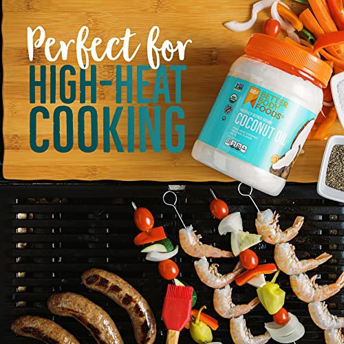 BetterBody Foods Naturally Refined Organic Coconut Oil with Neutral Flavor and Aroma, Non-GMO, Cooking Oil, 56 oz