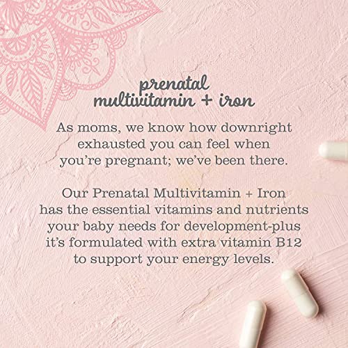Mommy's Bliss Prenatal Multivitamin with Iron and Folic Acid, Supports Baby Development + Mom Immune System and Energy Levels w/ B Vitamins and Probiotics, Vegan and Gluten Free (45 Servings)