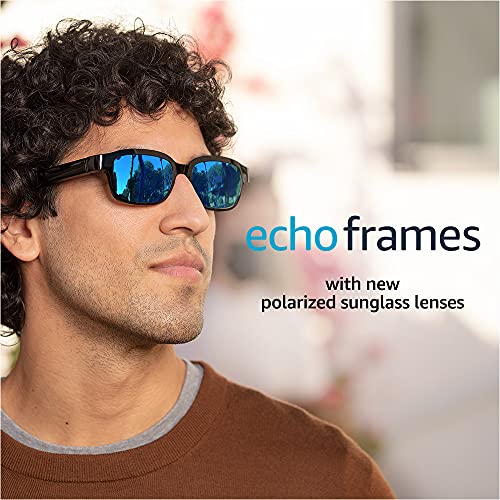 Echo Frames (2nd Gen) | Smart audio sunglasses with Alexa | Classic Black with new polarized blue mirror sunglass lenses