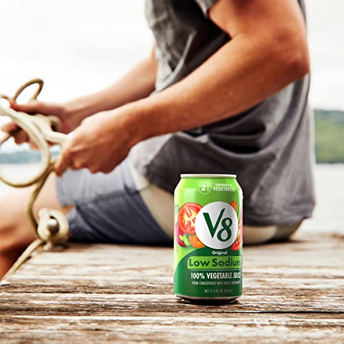 V8 Low Sodium Original 100% Vegetable Juice, Vegetable Blend with Tomato Juice, 11.5 FL OZ Can (Pack of 24)