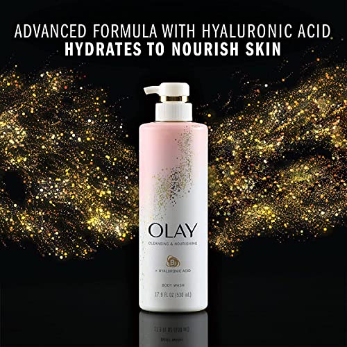 Olay Body Wash Women Cleansing and Nourishing with Hyaluronic Acid and Vitamin B3, 20 fl oz (Pack of 4)