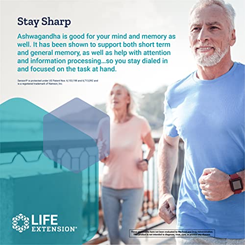 Life Extension Optimized Ashwagandha – Withania Somnifera Extract 125mg - For Stress Relief, Focus, Energy Management, Healthy Brain and Memory - Gluten-free – Non-GMO – 60 Veg Caps