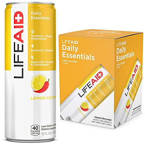 LIFEAID Vitality Blend, Daily Vitamins, Turmeric to Help Reduce Mild Inflammation from Everyday Stress, Healthy Soda Replacement, 100% Clean, Vegan, GF, 12 Fl Oz (Pack of 12)