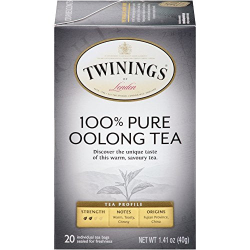 Twinings Pure Oolong Individually Wrapped Black Tea Bags, 20 Count Pack of 6, Caffeinated, Warm, Nutty Flavor and Golden Colour