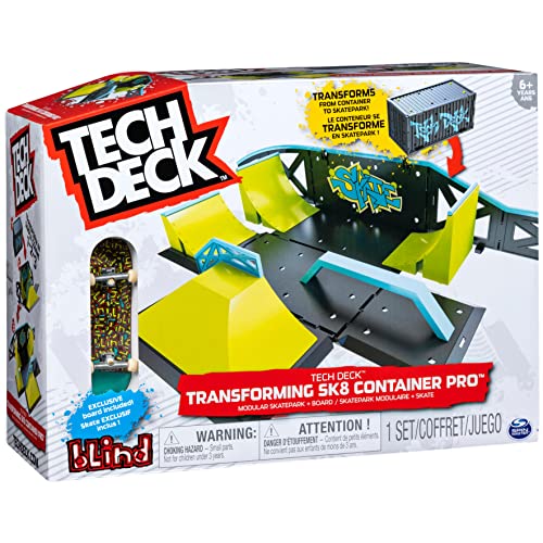 TECH DECK, Transforming SK8 Container Pro Modular Skatepark with Exclusive Fingerboard, Kids Toy for Ages 6 and Up (Styles May Vary)