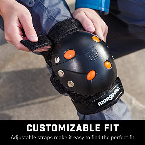 Mongoose Youth BMX Bike Gel Knee and Elbow Pad Set, Multi-Sport Protective Gear, Black/Pink