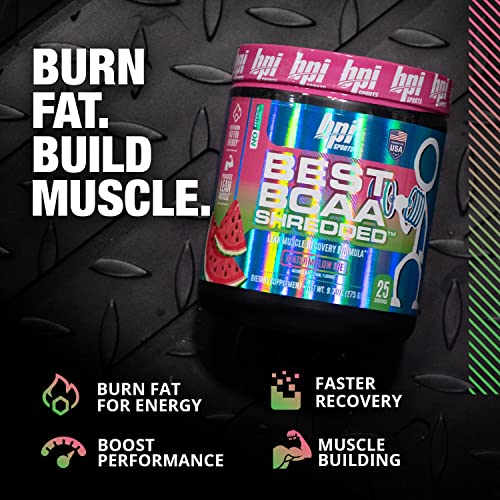 BPI Sports Best BCAA Shredded - Converts Fat to Energy - Weight Loss and Lean Muscle Support - Post-Workout Recovery - Watermelon Ice, 25 Servings, 275 g