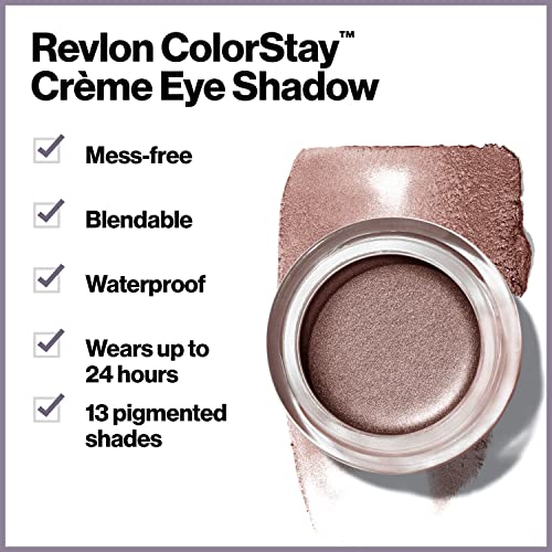 Crème Eyeshadow by Revlon, ColorStay 24 Hour Eye Makeup, Highly Pigmented Cream Formula in Blendable Matte and Shimmer Finishes, 740 Black Currant, 0.16 Oz