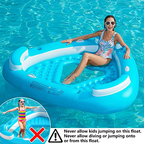 Jasonwell Floating Island Pool Float - Inflatable Lake Floaties Pool Lounger Raft Water Float with Cupholders Lake River Pool Floating Big Multi Person Party Floatie Toys Relaxation Island Adults Kids