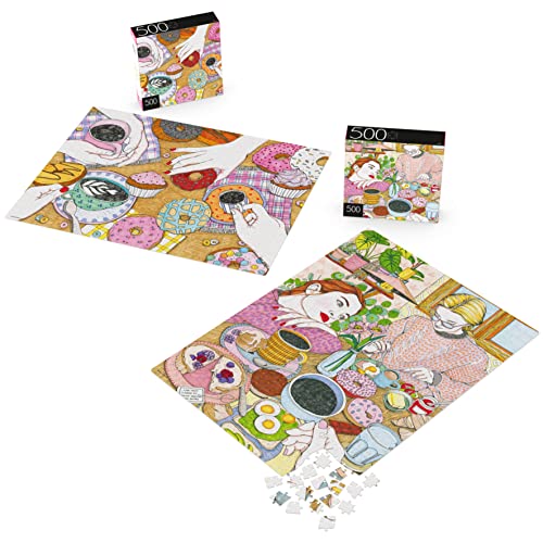 2-Pack of 500-Piece Jigsaw Puzzles, Dreaming Girl and Coffee Time | Gifts for Mom Mom Gifts for Adults and Kids Ages 8+