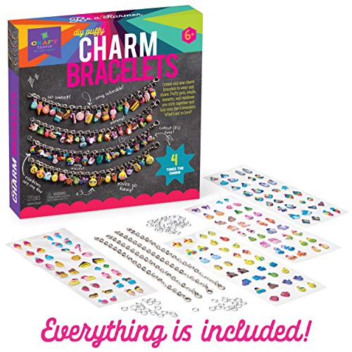 Craft-tastic — DIY Puffy Charm Bracelets Craft and Activity— Make Your Own Jewelry Kit for Kids — Ages 6+