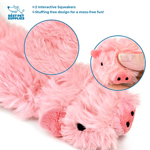 Best Pet Supplies 2-in-1 Stuffless Squeaky Dog Toys with Soft, Durable Fabric for Small, Medium, and Large Pets, No Stuffing for Indoor Play, Supports Active Biting and Play - Pig, Small