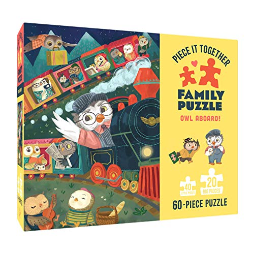Chronicle Books Piece It Together Family Puzzle: Owl Aboard! - 60 Piece Jigsaw Puzzle - Two Piece Sizes for Toddlers and Family
