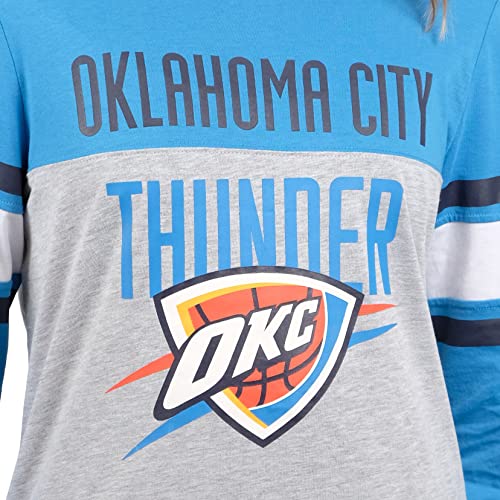 Large Ultra Game NBA Oklahoma City Thunder Womens T-Shirt Raglan Baseball 3/4 Long Sleeve Tee Shirt, Team Color