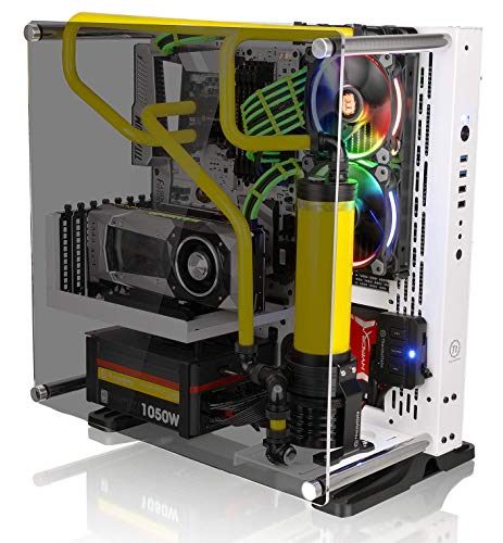 Thermaltake Core P3 ATX Tempered Glass Gaming Computer Case Chassis, Open Frame Panoramic Viewing, White Edition, CA-1G4-00M6WN-05, Snow