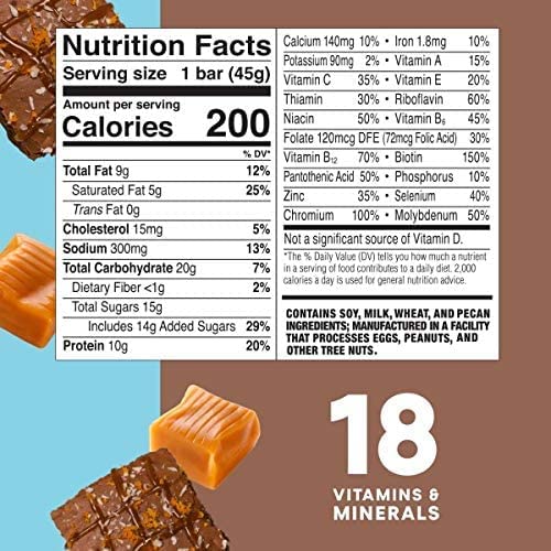 ZonePerfect Protein Bars, 18 vitamins and minerals, 10g protein, Nutritious Snack Bar, Salted Caramel Brownie, 20 Count