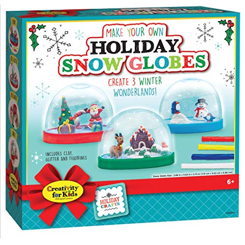 Creativity for Kids Holiday Craft Kit - Makes 3 DIY Christmas and Holiday Snow Globes for Kids