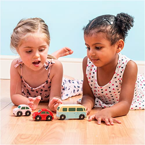 Le Toy Van - Cars and Construction Wooden Retro Metro Car Set Car Toy Play Set - Set 3 Cars | Boys Play Vehicle Kids Role Play Toys - Suitable for 3 Year Old + (TV463)