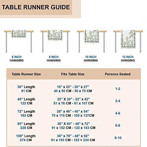 PROCIDA Summer Green Leaf Table Runner Floral Leaves Buflap Table Runners Seasonal Holiday Party Kitchen Indoor Outdoor Dinning Decor 13x108 Inch