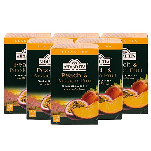 Ahmad Tea Black Tea, Peach And Passion Fruit Teabags, 20 ct (Pack Of 6) - Caffeinated And Sugar-Free