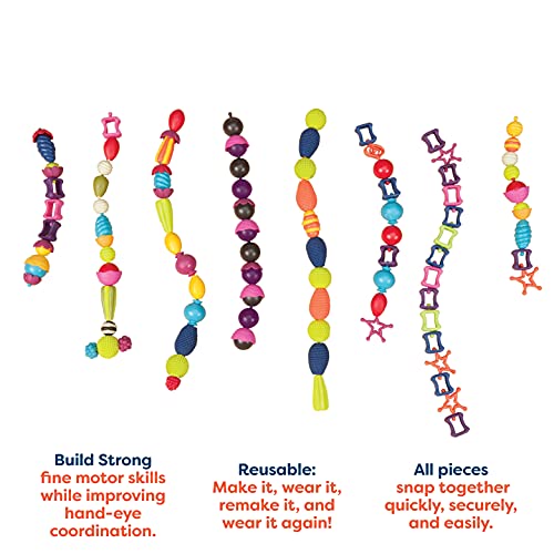 B. toys – Pop Snap Bead Jewelry Set for Kids – Pop Arty! – DIY Craft Jewelry Making Kit – Creative Necklaces, Rings, Bracelets – 4 years + (275 Pcs)