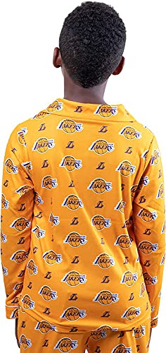Ultra Game NBA Los Angeles Lakers Youth 2 Piece Soft Tee Shirt and Lounge Pants Sleepwear Loungewear Pajama Set, Team Color, 10/12