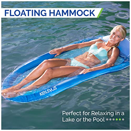 Kelsyus Spring Float Hammock Pool Lounge Chair, Light Blue