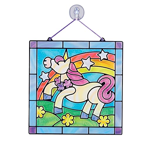Melissa and Doug Stained Glass Made Easy Craft Kit - Unicorn - Kids Sticker Stained Glass Craft Kit; Unicorn Crafts For Kids Ages 5+