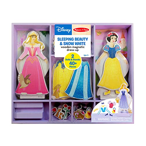 Melissa and Doug Disney Sleeping Beauty and Snow White Magnetic Dress-Up Wooden Doll Pretend Play Set (40+ pcs)