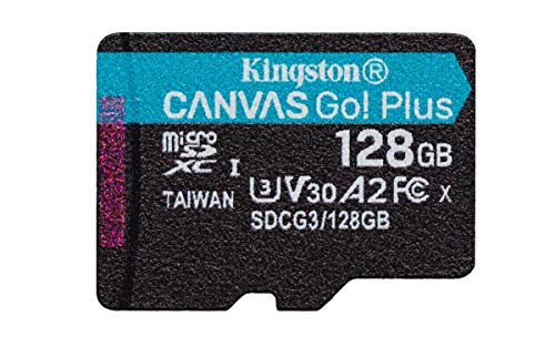 Kingston 128GB microSDXC Canvas Go Plus 170MB/s Read UHS-I, C10, U3, V30, A2/A1 Memory Card + Adapter (SDCG3/128GB)