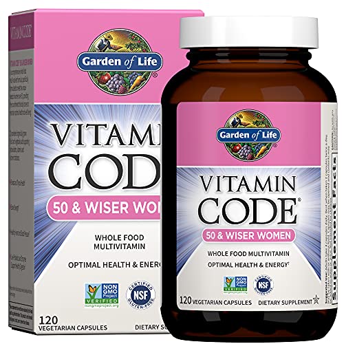 Garden of Life Multivitamin for Women 50 and Over, Vitamin Code Women 50 and Wiser Multi, Vitamins for Women 50 Plus with B Vitamins, Vitamins A, C, D3, E and K, CoQ10, Probiotics and Enzymes, 120 Capsules