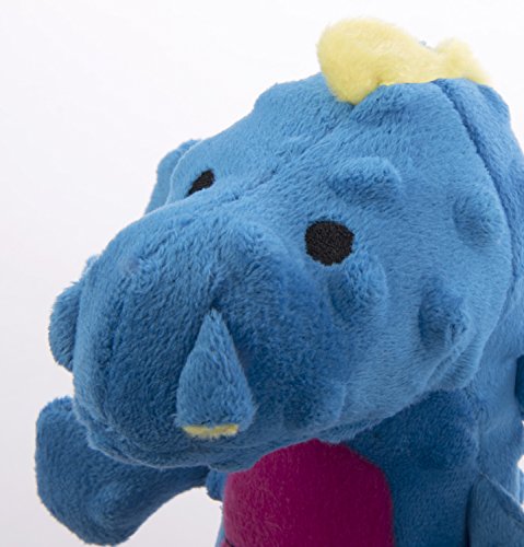 goDog Bubble Plush Skinny Dragons Squeaky Plush Dog Toy, Chew Guard Technology - Blue, Large