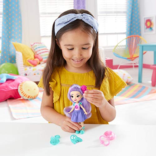 Nickelodeon Sunny Day Pop-In Style 6-inch Posable Hair Play Dolls with 3 Pop-In Accessories, 9 Customizable Pop-In Spots and Comb