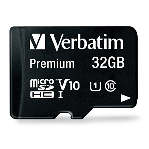 Verbatim 32GB Premium microSDHC Memory Card with Adapter, UHS-I V10 U1 Class 10, Black (44083)