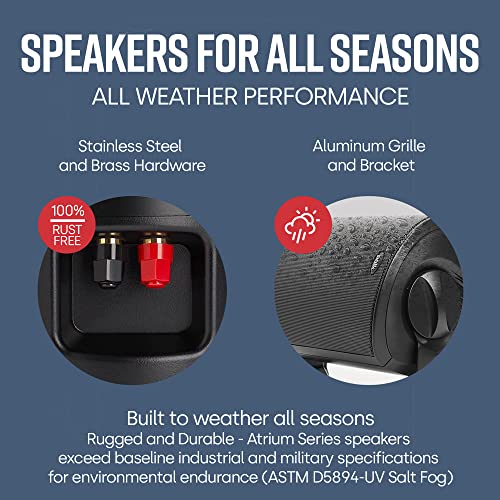 Polk Audio Atrium 5 Outdoor Speakers with Powerful Bass (Pair, Black), All-Weather Durability, Broad Sound Coverage, Speed-Lock Mounting System