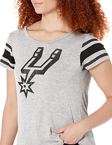 Ultra Game NBA San Antonio Spurs Womens Box Out Varsity Stripe Tee Shirt, Heather Gray, Medium
