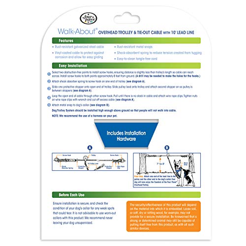 Four Paws Heavy Weight Dog Tie Out Cable Silver 20 Feet