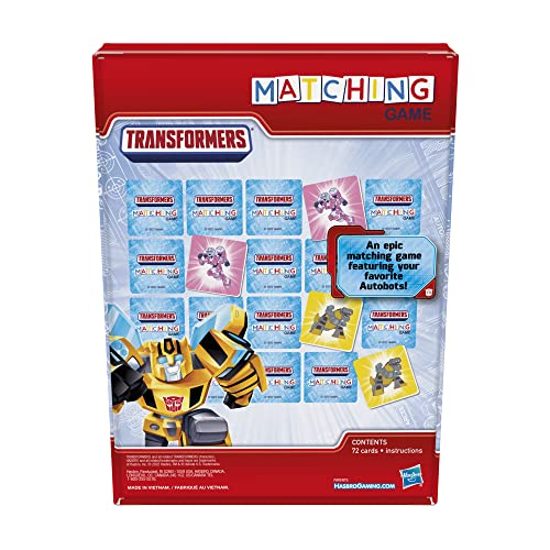Transformers Matching Game for Kids Ages 3 and Up, Fun Preschool Memory Game for 1+ Players