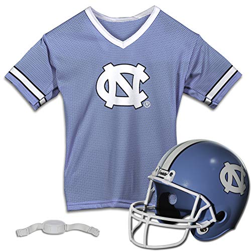 Franklin Sports UNC Tar Heels - Kids College Football Uniform Set - NCAA Youth Football Uniform Costume - Helmet, Jersey, Chinstrap Set - One Size