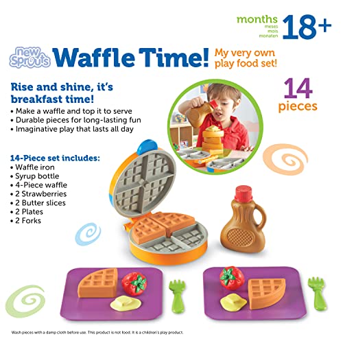 Learning Resources New Sprouts Waffle Time, Pretend Play Food Set, 14 Piece Set, Ages 18 mos+