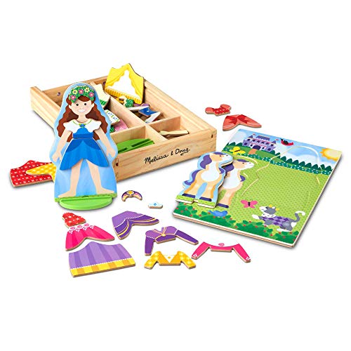 Melissa and Doug Princess and Horse Magnetic Dress-Up Wooden Dolls Pretend Play Set (35 pcs)