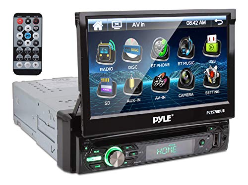 Pyle Single DIN Head Unit Receiver - In-Dash Car Stereo with 7” Multi-Color Touchscreen Display - Audio Video System with Bluetooth for Wireless Music Streaming and Hands-free Calling - PLTS78DUB, BLACK