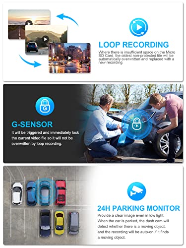 PRUVEEO Dash Cam, 4 Channel Quad Camera Front, Left, Right and Rear, Front and Rear Inside, GPS, 256 Gb Max, Not Include SD Card